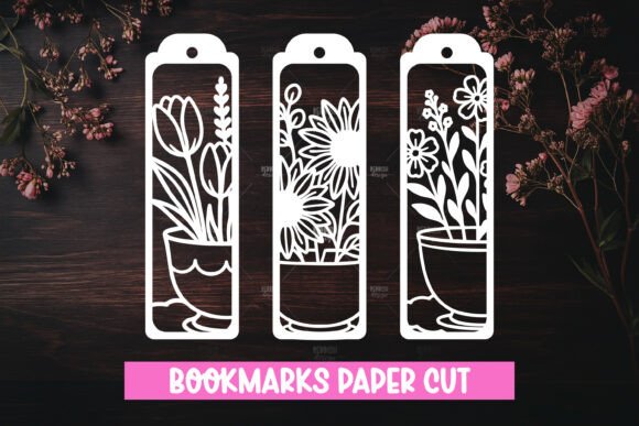 3 Floral Bookmarks Paper Cut SVG