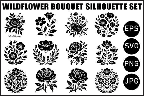 Black Wildflower Bouquet Set