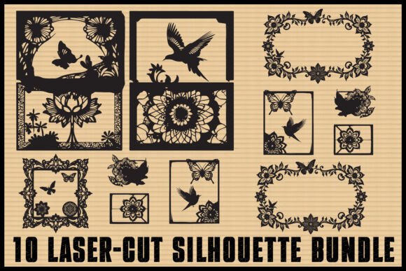 Butterfly Floral Laser Cut Frames Set