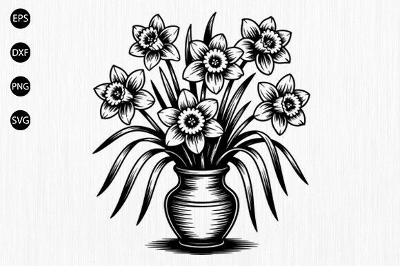 Daffodil Flower SVG, Floral Clipart