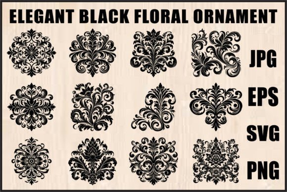 Elegant Black Floral Set