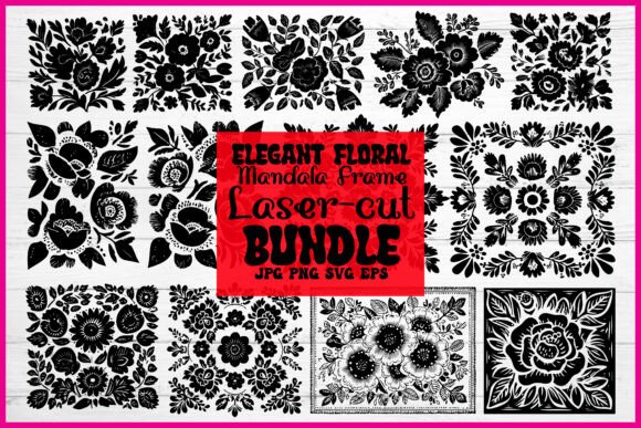 Elegant Floral Mandala Frame Laser-Cut