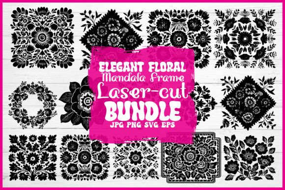 Elegant Floral Mandala Frame Laser Cut B