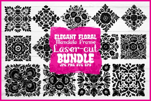 Elegant Floral Mandala Frame Laser Cut Bundle