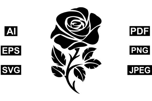 Elegant Rose Silhouette Vector Art