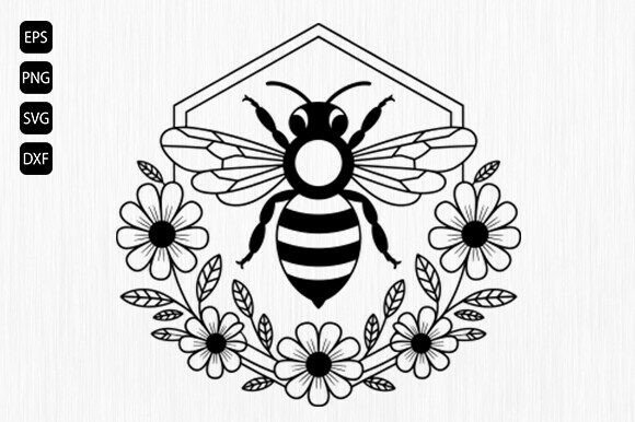 Floral Bee Svg, Honey Bee Svg