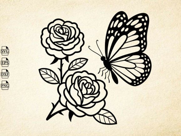 Floral Butterfly SVG, Butterfly Clipart