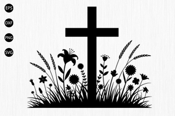 Floral Cross SVG, Christian Cross Svg