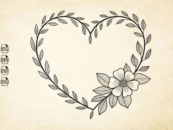 Floral Heart Svg, Flowers Svg, Vinyl Heart