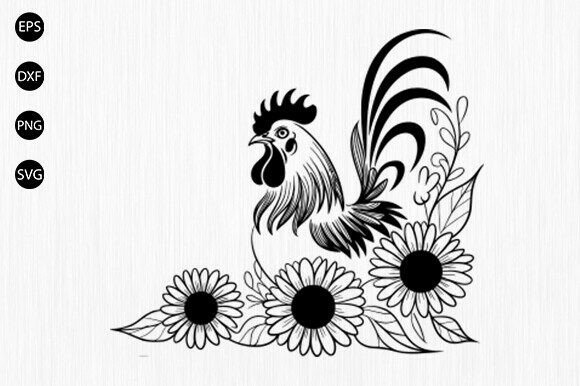 Floral Rooster Svg, Floral Chicken SVG