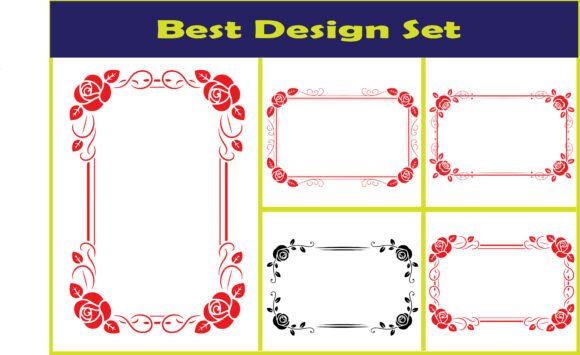 Floral Rose Frame Border SVG Set