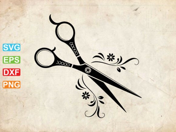 Floral Scissor SVG, Hair Stylist Clipart