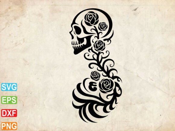 Floral Skeleton SVG, Skull with Flowers