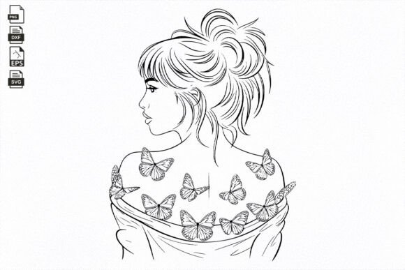 Floral Woman SVG, Woman, Messy Bun