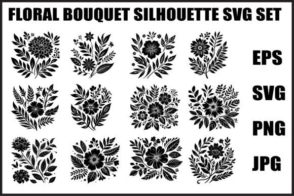 Flower Bouquet Silhouette Bundle