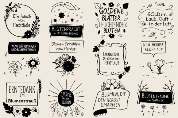 German Autumn Flower Bouquets SVG PNG