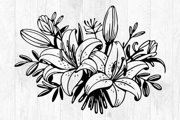 Lily Flower Svg, Bouquet Lily Svg