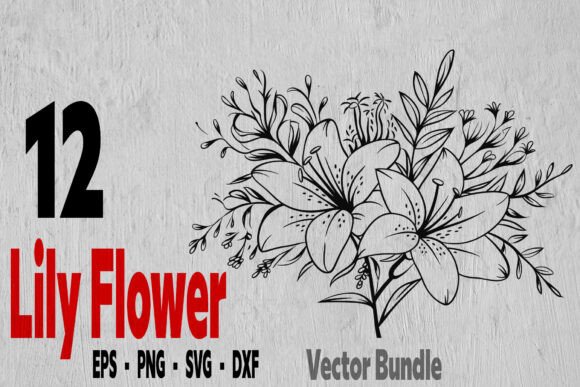 Lily Flower Svg, Lily Vector Svg Bundle