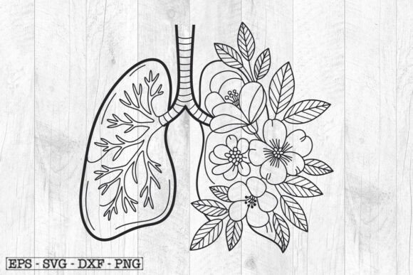 Lungs Svg, Floral Lungs Svg, Human Lung