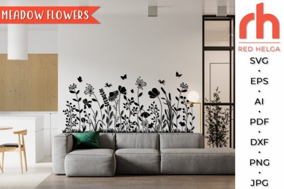 Meadow Flowers SVG, Floral Border DXF
