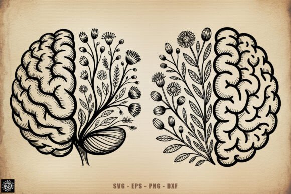 Mental Health Floral Brain SVG Bundle