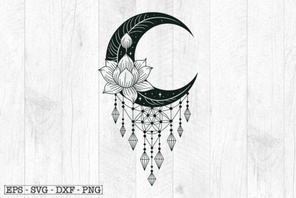 Moon with Flowers Svg, Moon Svg, Dream