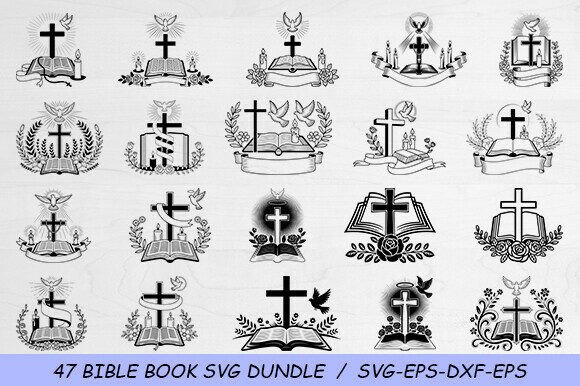 Open Bible SVG Bundle, Floral Cross SVG