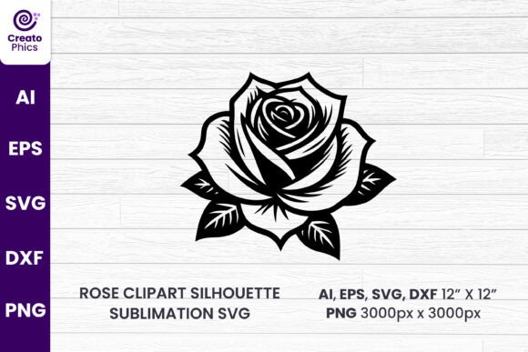 Rose Flower Clipart Silhouette SVG
