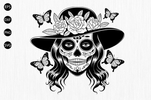 Sugar Skull Woman SVG, Floral Skull Svg